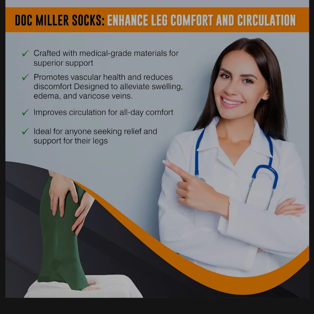 Doc Miller Open Toe Compression Socks Shin Splints Calf Toeless Circulation M - Picture 5 of 7